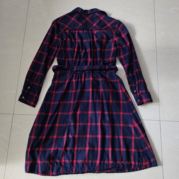 J. Crew Navy and Red Plaid Long Sleeve Dress - Picture 5 of 11